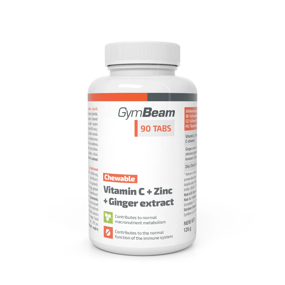 C-vitamin + cink + gyömbérkivonat rágótabletta 90 tab. – GymBeam