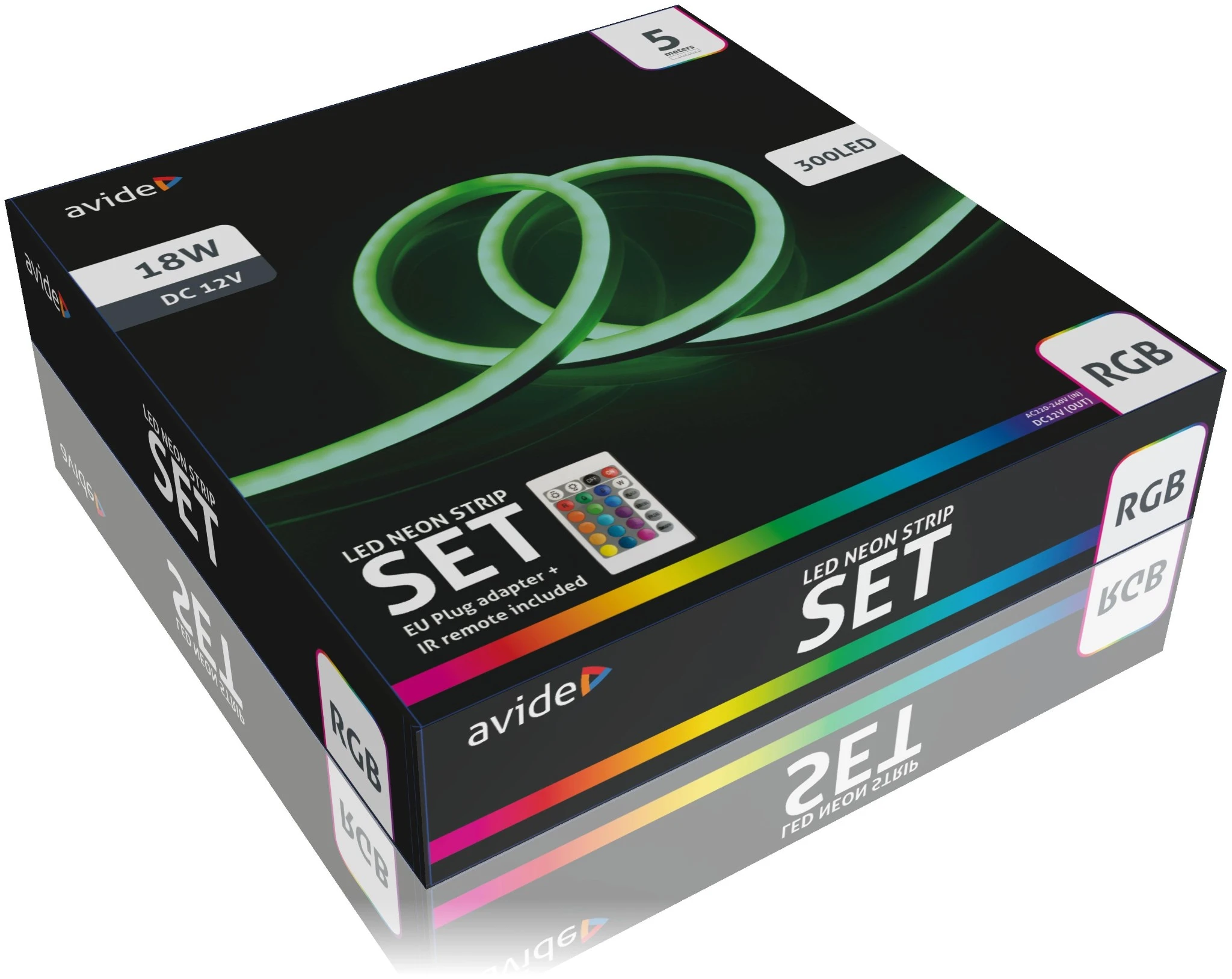 Avide LED Neon Szalag RGB 12V távirányítóval 5m | KÜLÖN CSOMAG |