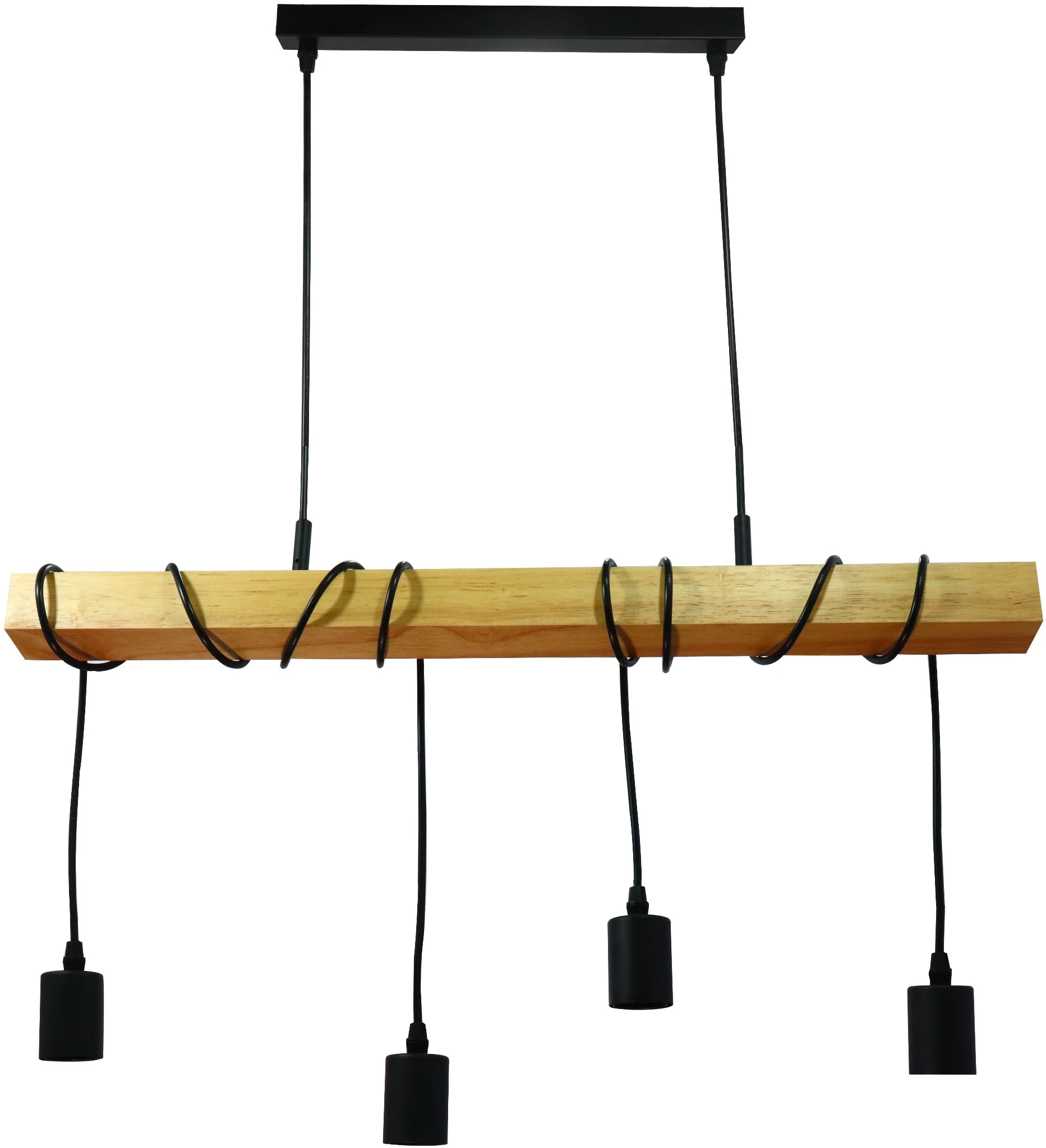 Avide Függeszték Lámpa Madeline 4xE27 Foglalattal Fa/Fekete | KÜLÖN CSOMAG |