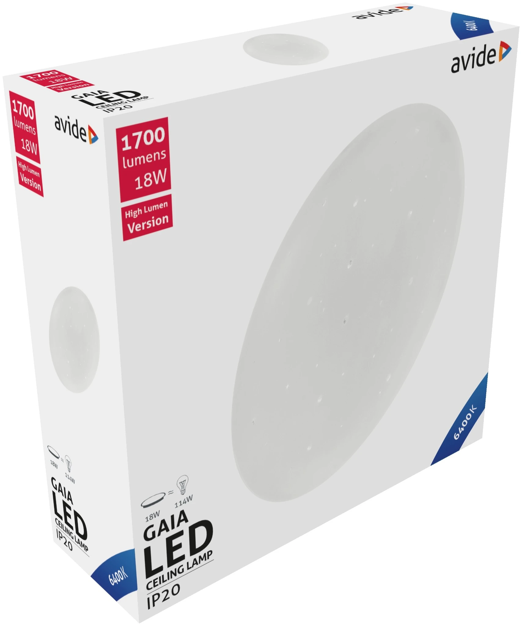Avide LED Mennyezeti Lámpa Gaia 18W 330*105mm CW 6400K | KÜLÖN CSOMAG |