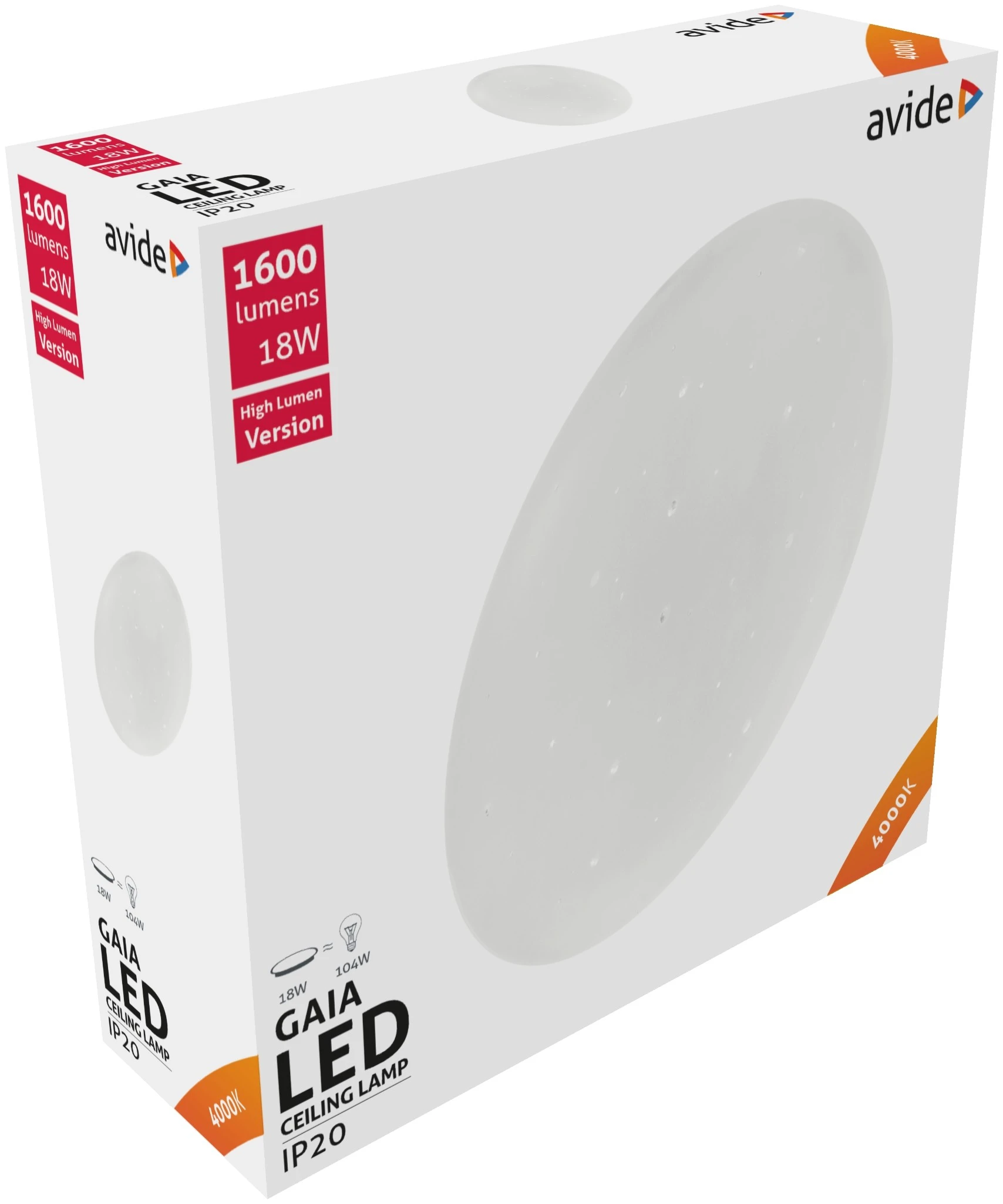 Avide LED Mennyezeti Lámpa Gaia 18W 330*105mm NW 4000K | KÜLÖN CSOMAG |