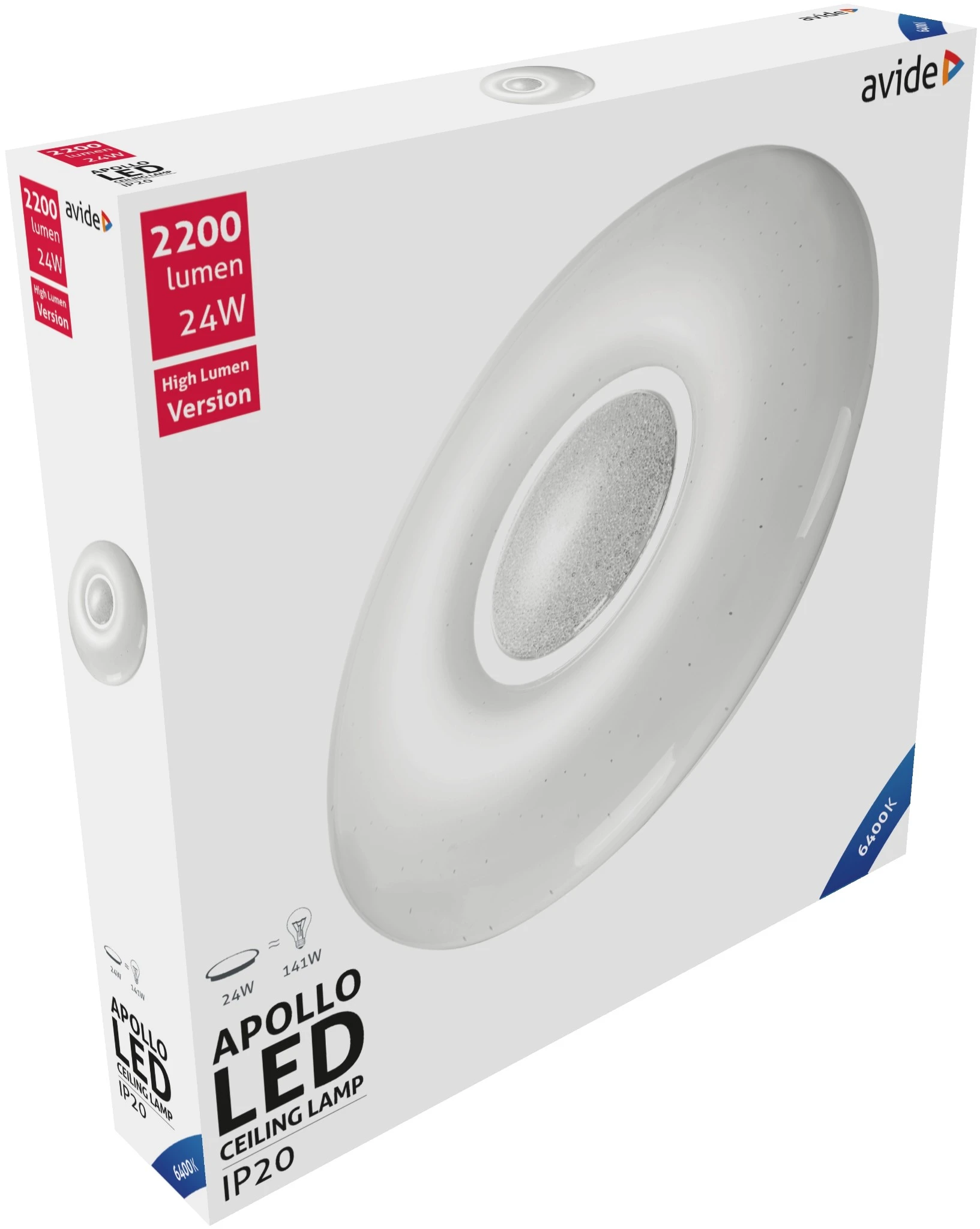 Avide LED Mennyezeti Lámpa Apollo 24W 410*70mm CW 6400K | KÜLÖN CSOMAG |