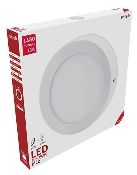 Avide LED Falra Szerelhető Kerek Mennyezeti Lámpa ALU 18W WW 3000K | KÜLÖN CSOMAG |