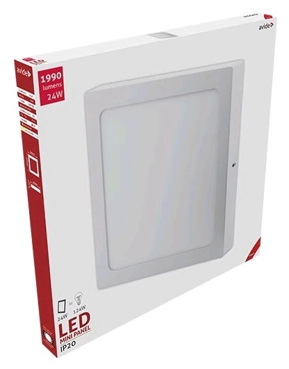 Avide LED Falra Szerelhető Négyzetes Mennyezeti Lámpa ALU 24W WW 3000K | KÜLÖN CSOMAG |