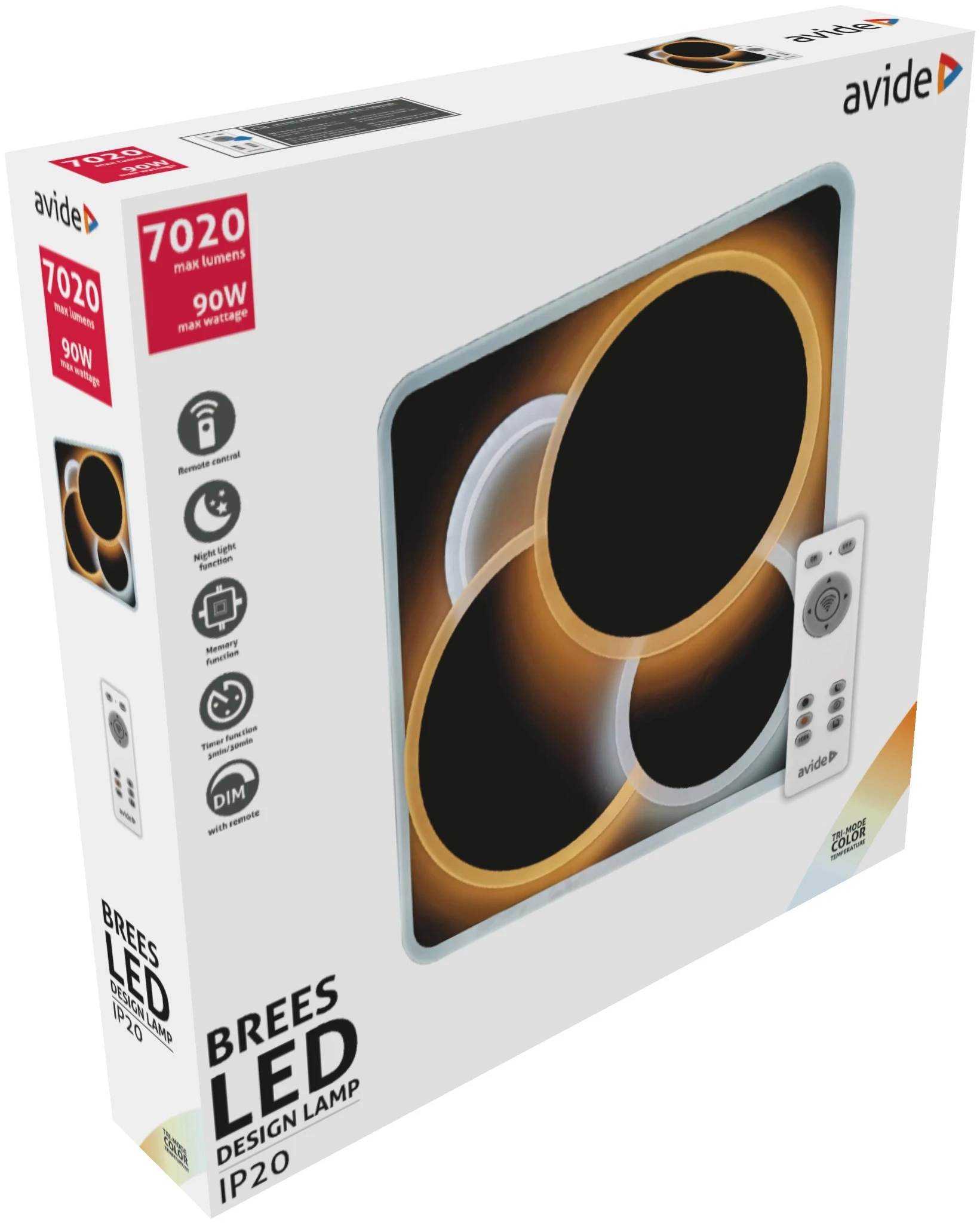 Avide Design Mennyezeti Lámpa Brees 90W (45+45) RF Távirányítóval | KÜLÖN CSOMAG |