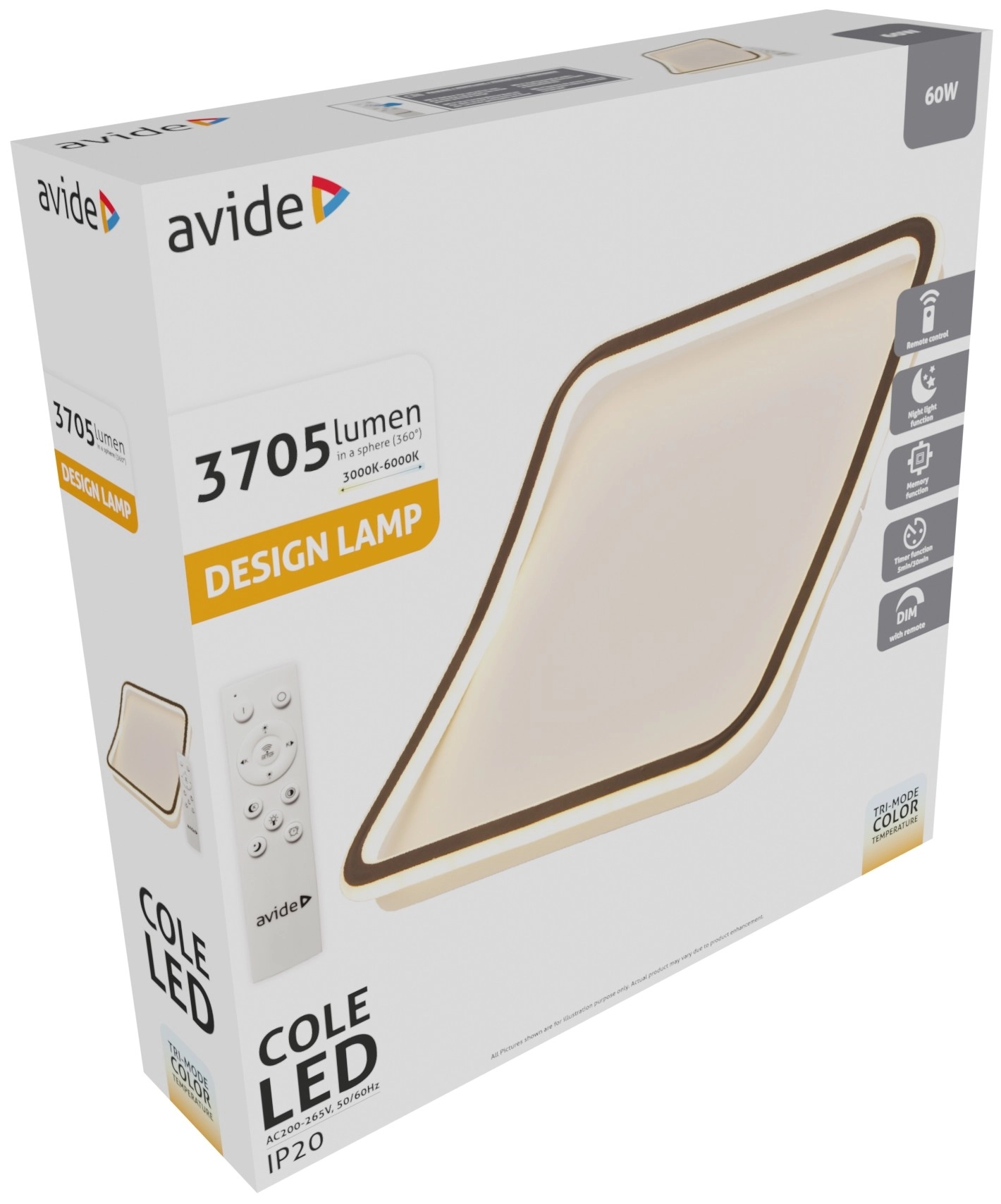 Avide Design Mennyezeti Lámpa Cole RF Távirányítóval | KÜLÖN CSOMAG |