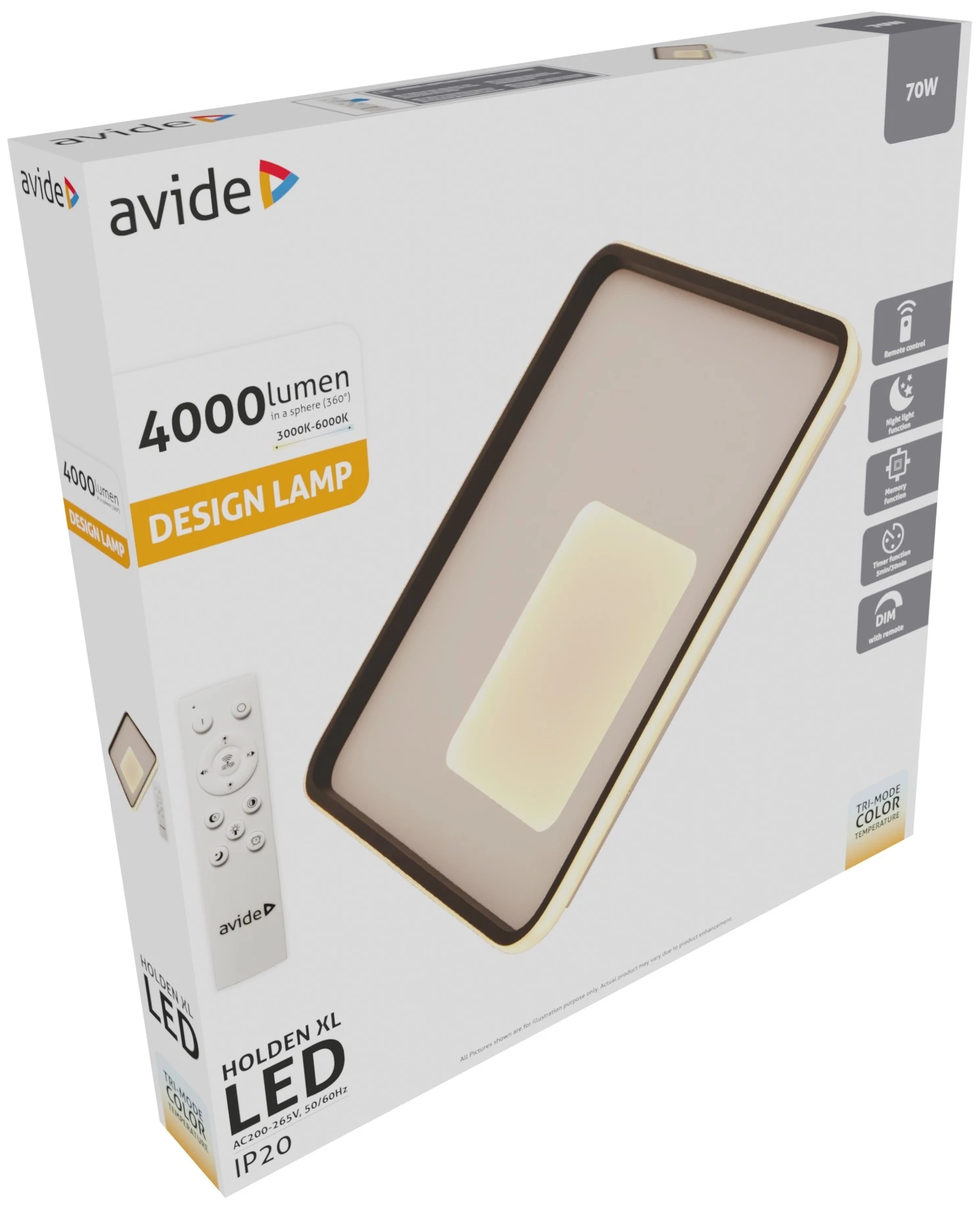 Avide Design Mennyezeti Lámpa Holden XL RF Távirányítóval | KÜLÖN CSOMAG |