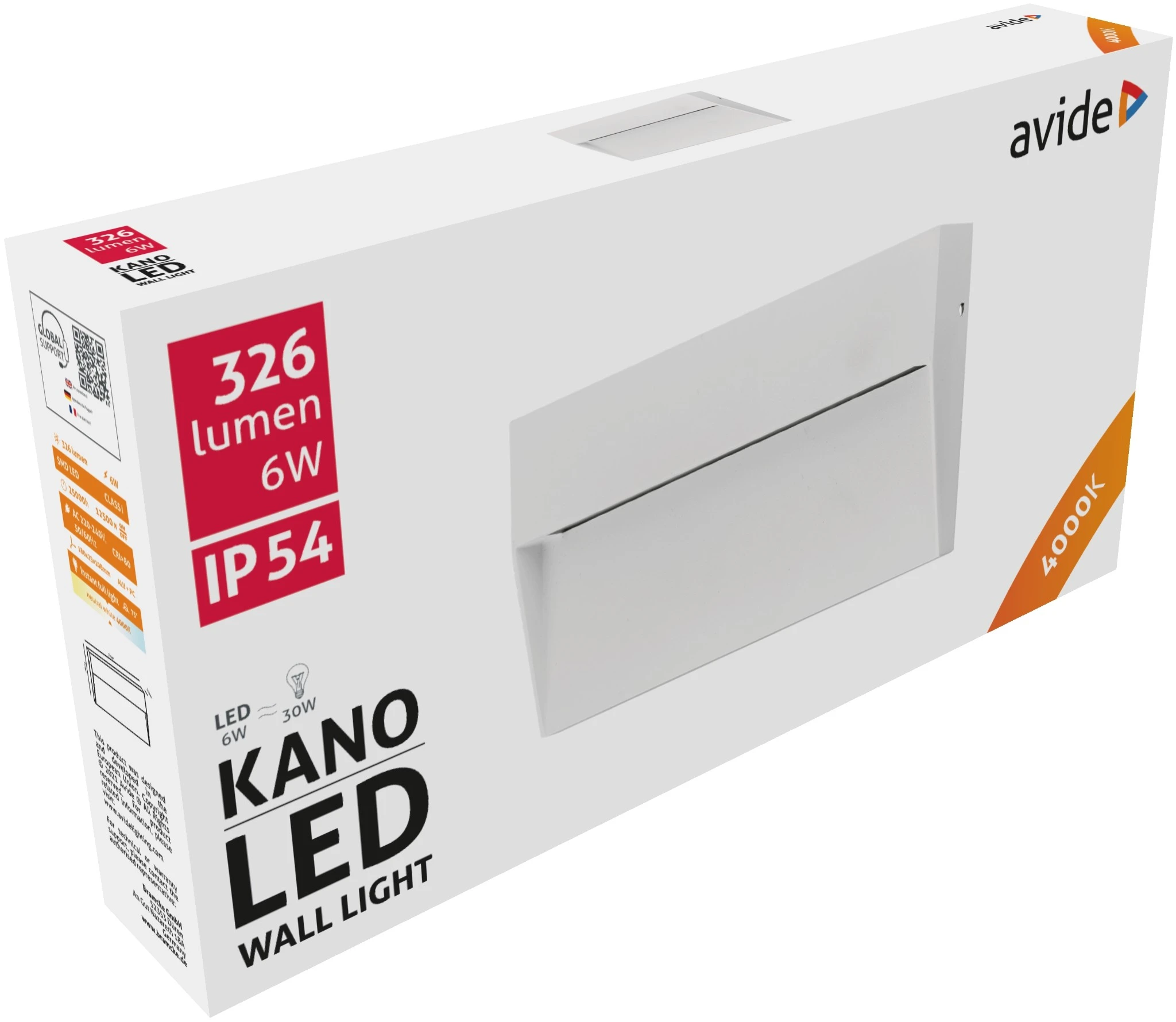 Avide kültéri lépcső lámpa Kano LED 6W NW IP54 18cm | KÜLÖN CSOMAG |