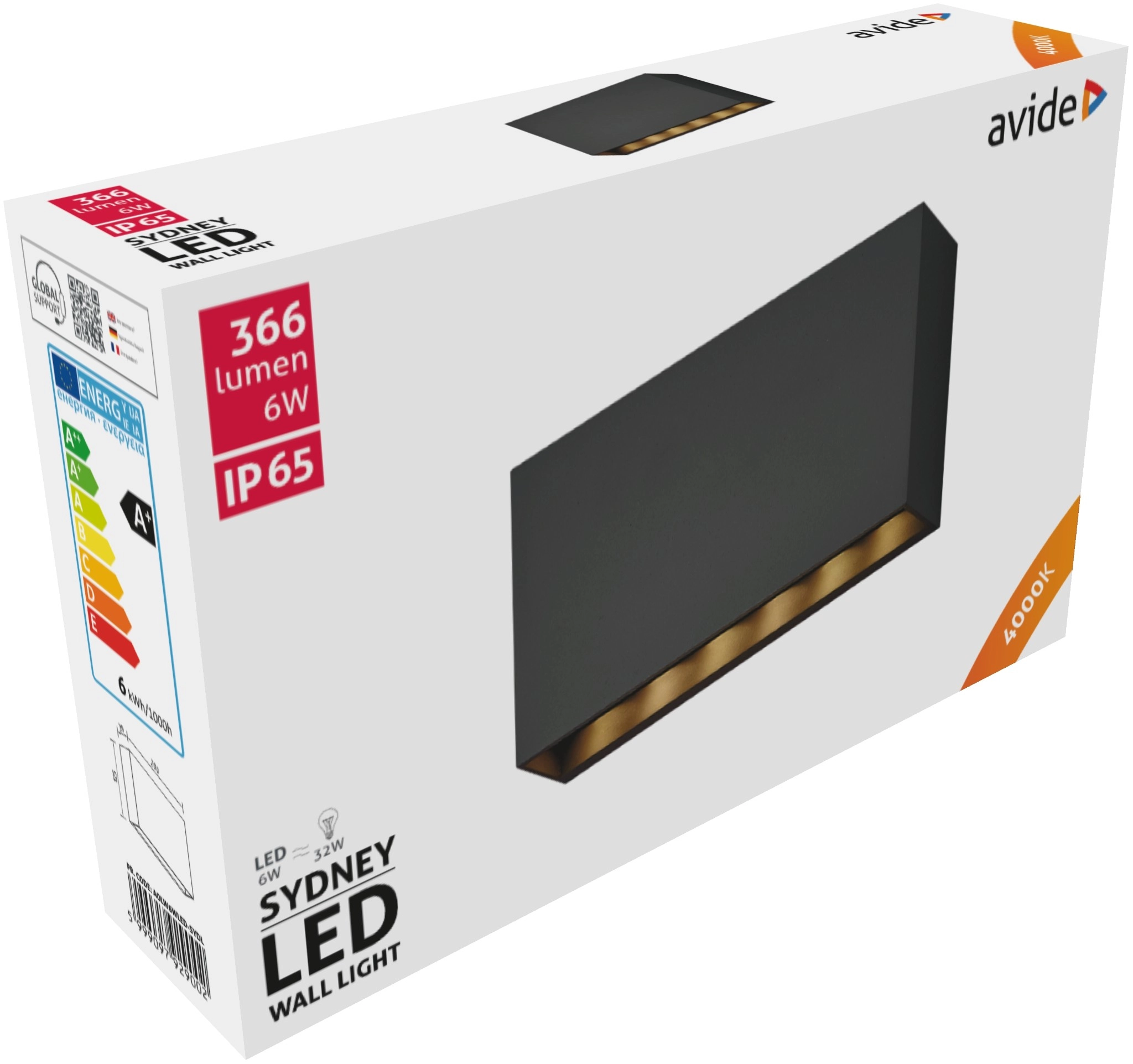 Avide kültéri fali lámpa Sydney LED 6W NW IP65 20cm | KÜLÖN CSOMAG |