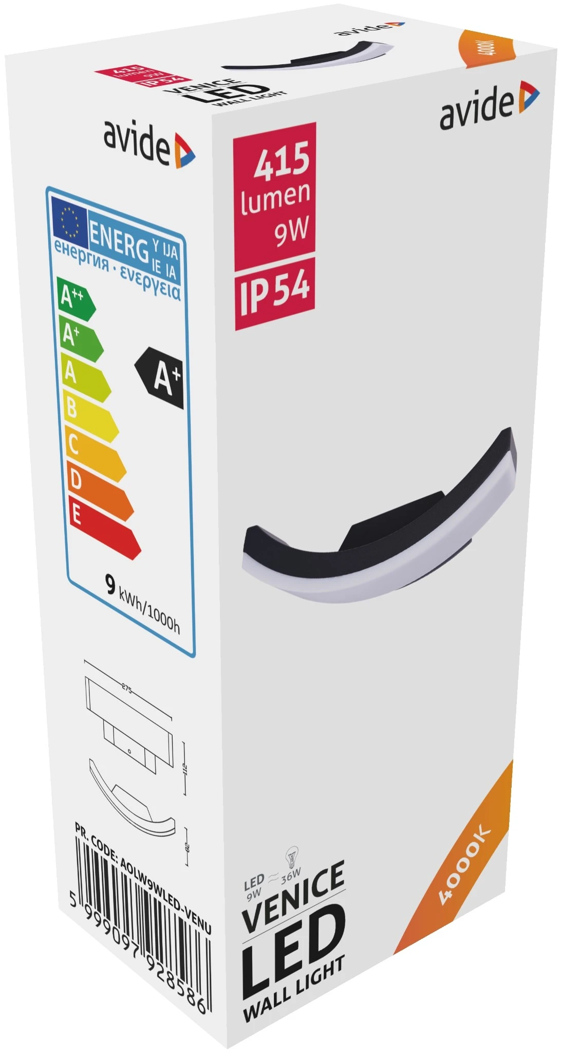 Avide kültéri fali lámpa Venice LED 9W NW IP54 | KÜLÖN CSOMAG |