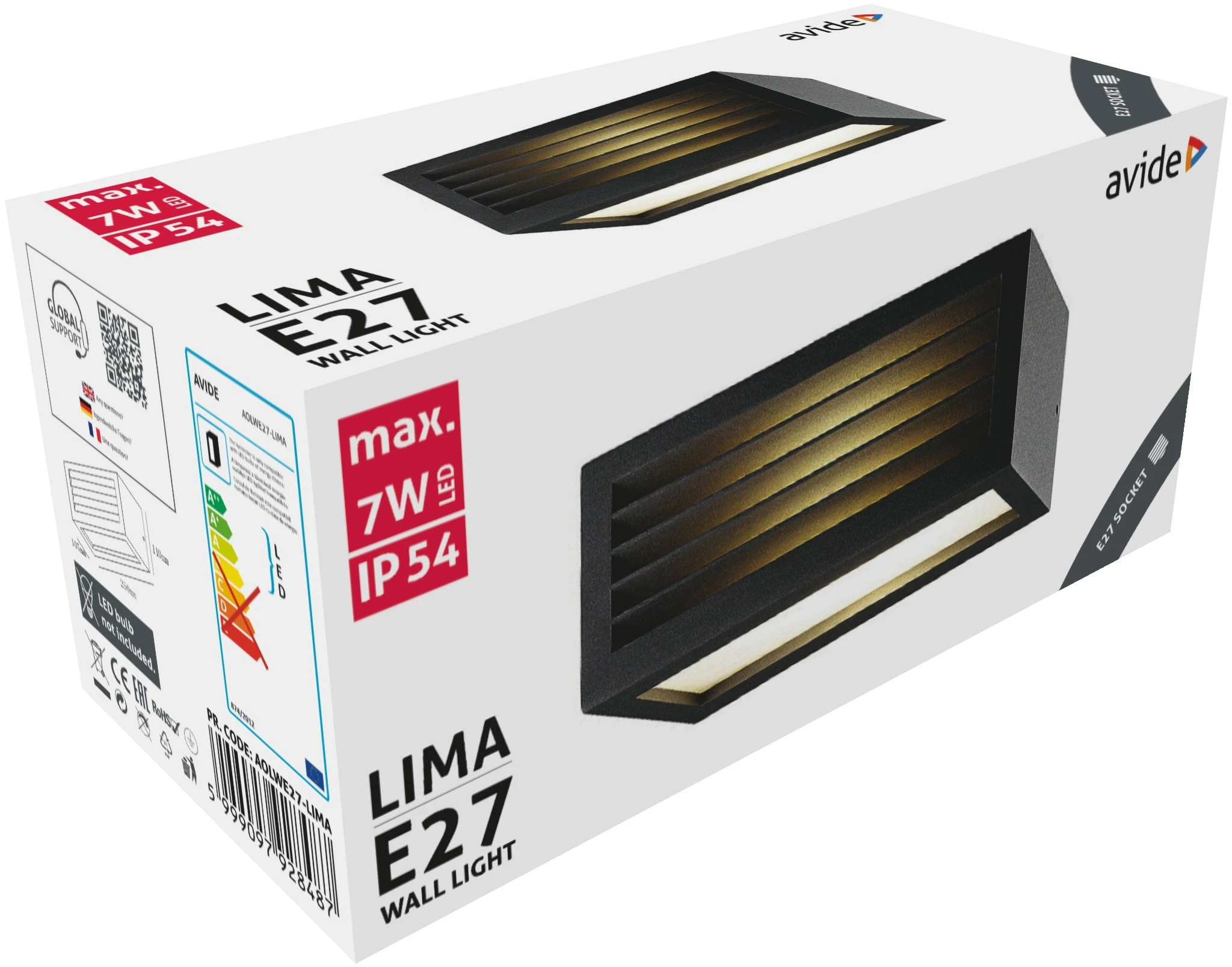 Avide kültéri fali lámpa Lima 1xE27 IP54 | KÜLÖN CSOMAG |