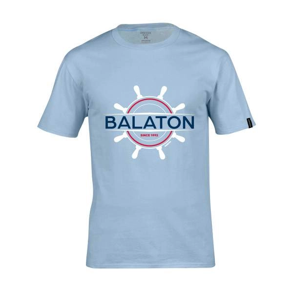 Dressa Balaton feliratos környakú rövid ujjú pamut póló – világoskék | KÜLÖN CSOMAG |