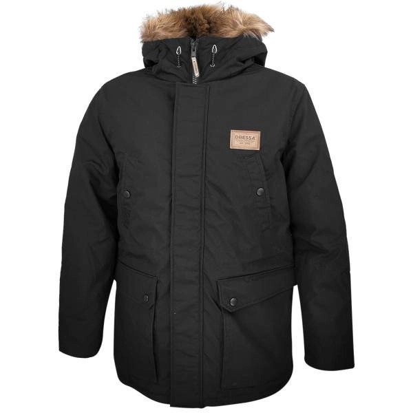 Dressa Basic nagyméretű szőrmés kapucnis férfi téli parka kabát – fekete | KÜLÖN CSOMAG |