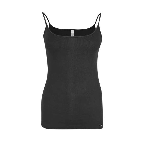Dressa Everyday szatén spagetti pántos női pamut trikó – fekete | KÜLÖN CSOMAG |
