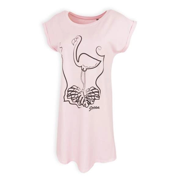 Dressa flamingó mintás pamut pólóruha – rózsaszín | KÜLÖN CSOMAG |