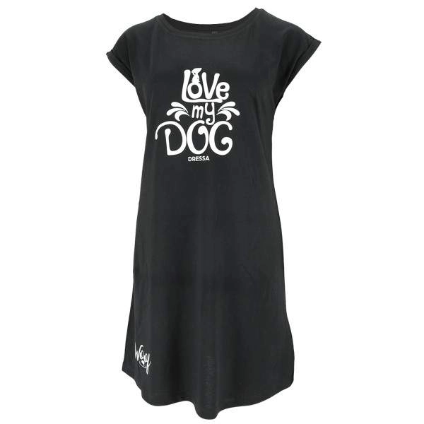 Dressa Love My Dog feliratos kutyás pamut pólóruha – fekete | KÜLÖN CSOMAG |