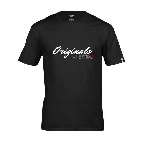Dressa Originals feliratos környakú rövid ujjú pamut póló – fekete | KÜLÖN CSOMAG |