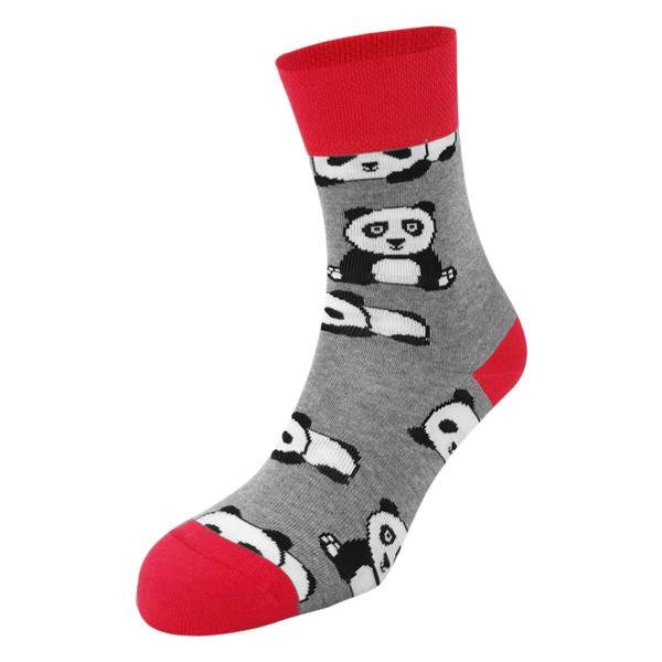 Dressa pamut pandás zokni – szürke-piros | KÜLÖN CSOMAG |