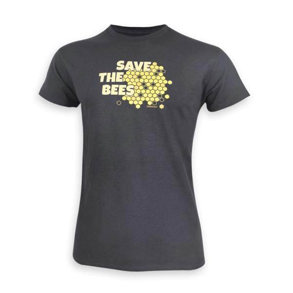 Dressa Save The Bees méhecskés biopamut férfi póló – sötétszürke | KÜLÖN CSOMAG |