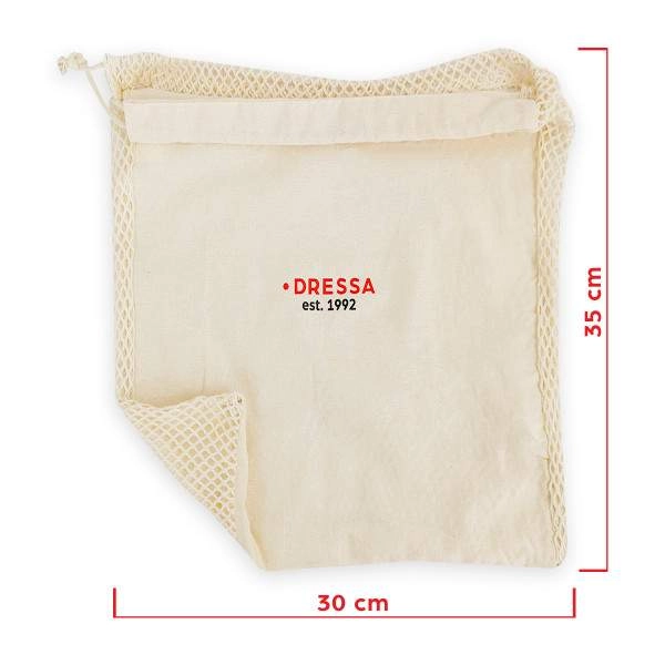 Dressa Shopping hálós összehúzható pamut textiltáska – közepes | KÜLÖN CSOMAG |
