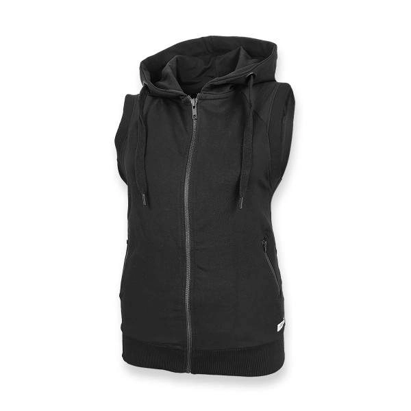 Dressa ujjatlan cipzáros kapucnis női pulóver – fekete | KÜLÖN CSOMAG |