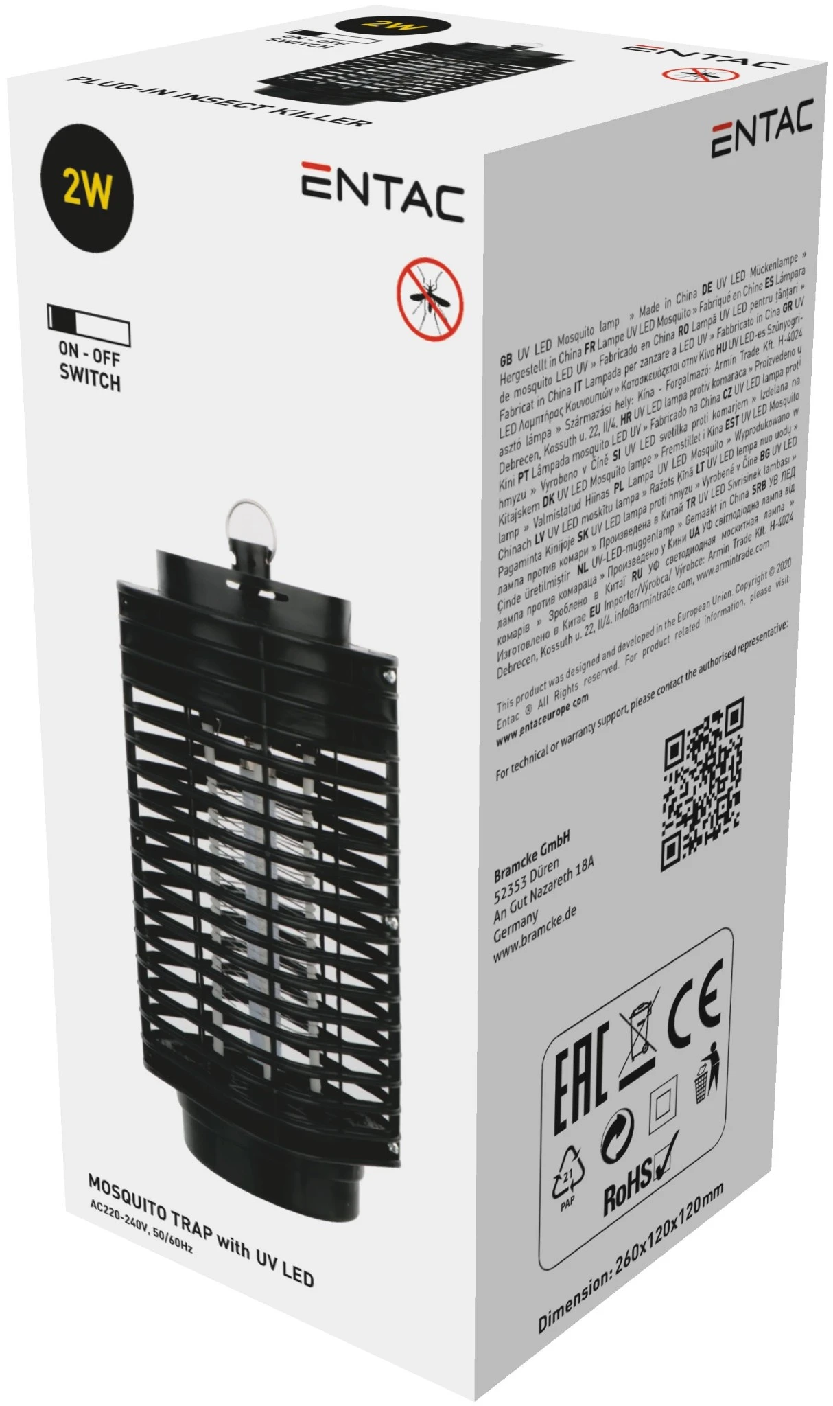 Kempinglámpa Entac Rovarírtó Lámpa AC230V 260x120mm ECL-INS23-AC | KÜLÖN CSOMAG |