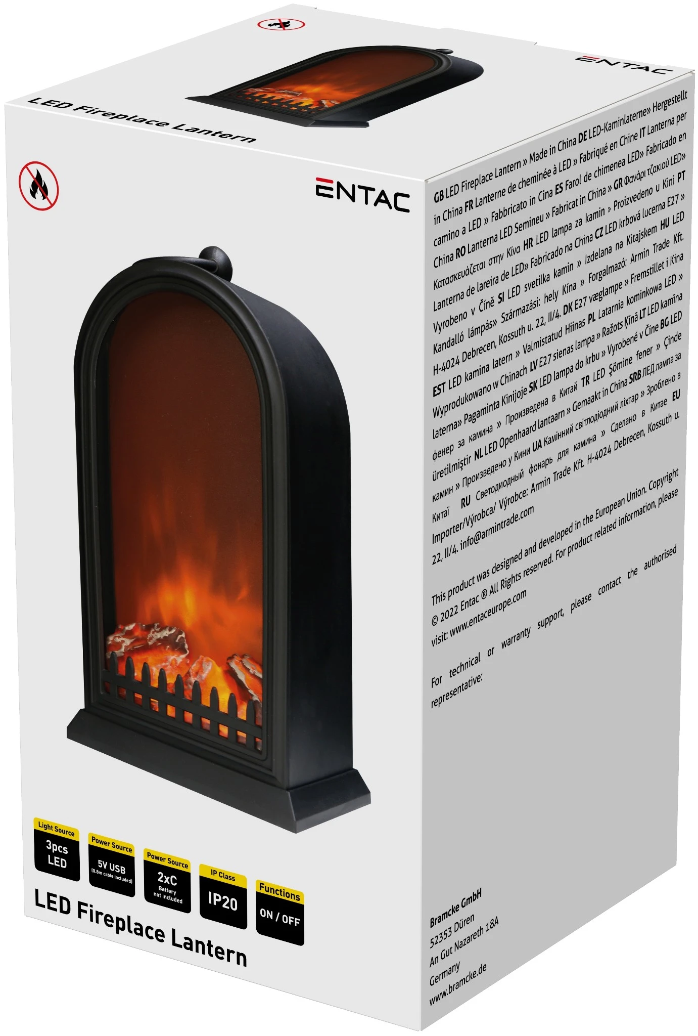 Entac LED Lámpa Kandalló Láng Imitációval 25cm USB kábellel – 2xC nt. ELFL25HUSB | KÜLÖN CSOMAG |