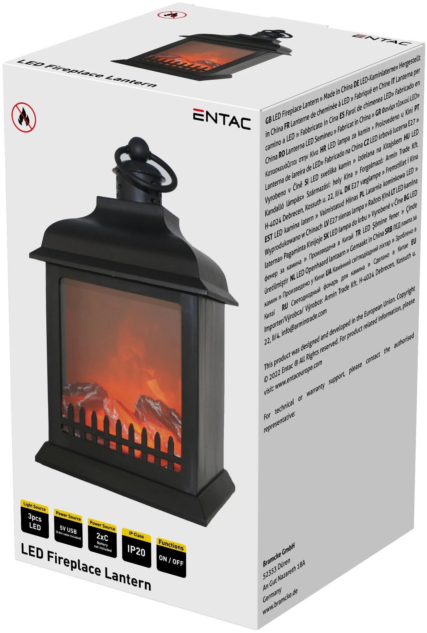 Entac LED Lámpa Kandalló Láng Imitációval 27cm USB kábellel – 2xC nt. ELFL27HUSB | KÜLÖN CSOMAG |