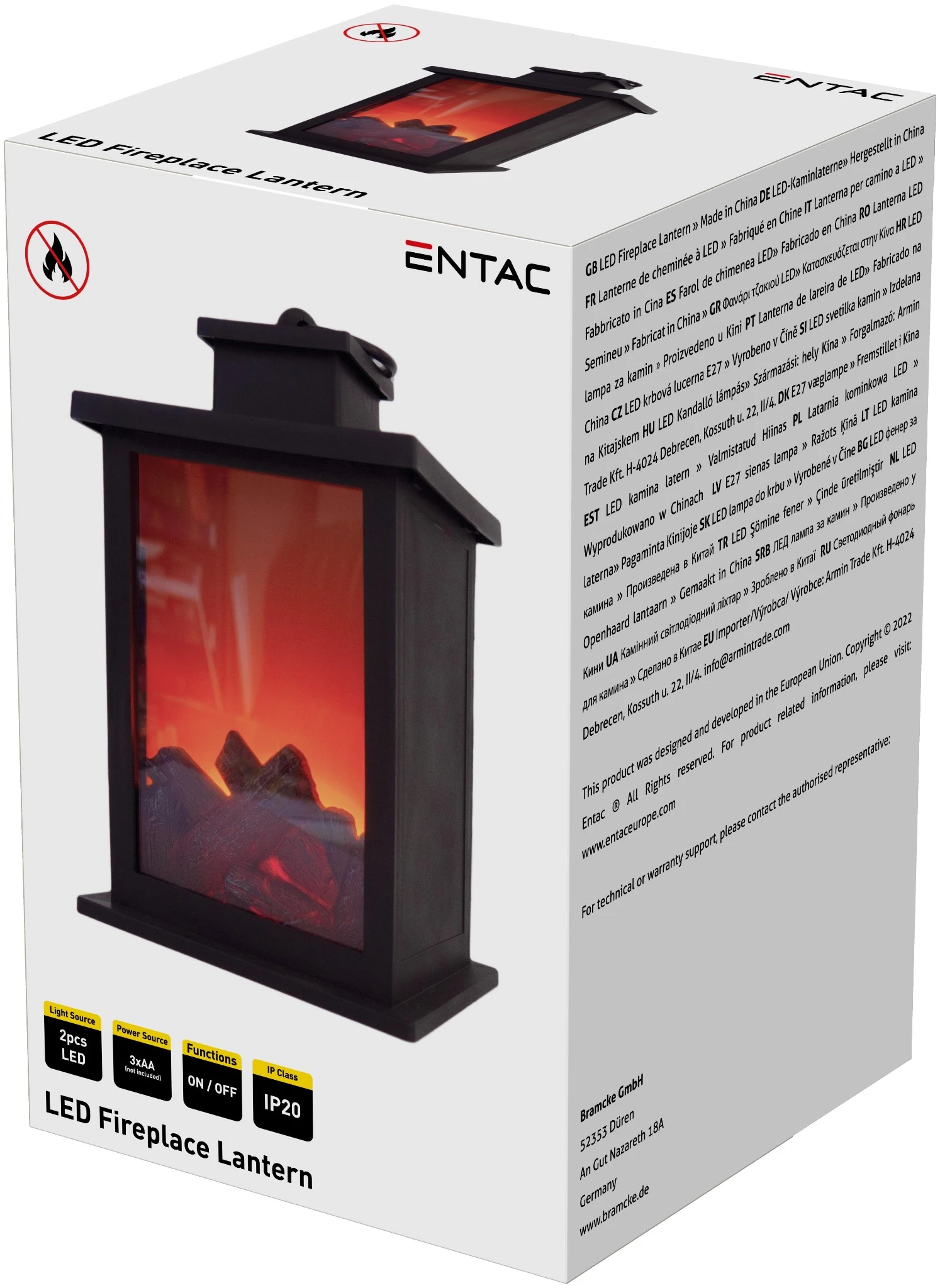 Entac LED Lámpa Kandalló Láng Imitációval 28cm 3xAA nt. ELFL28H | KÜLÖN CSOMAG |