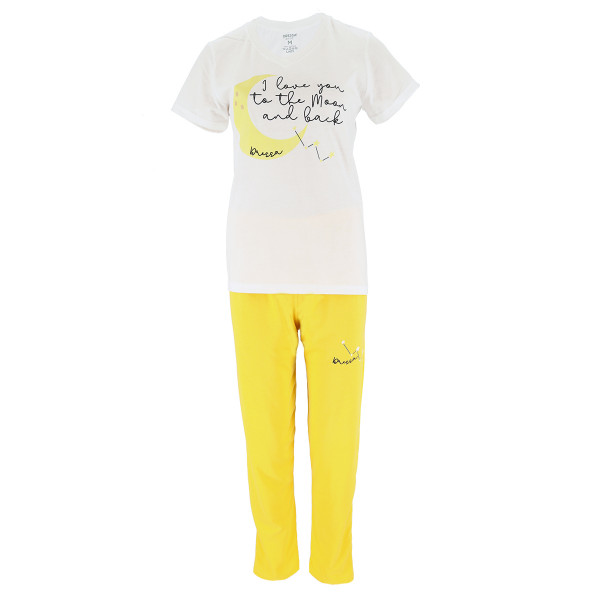 Dressa Home Moon női pamut rövid ujjú pizsama – sárga | KÜLÖN CSOMAG |