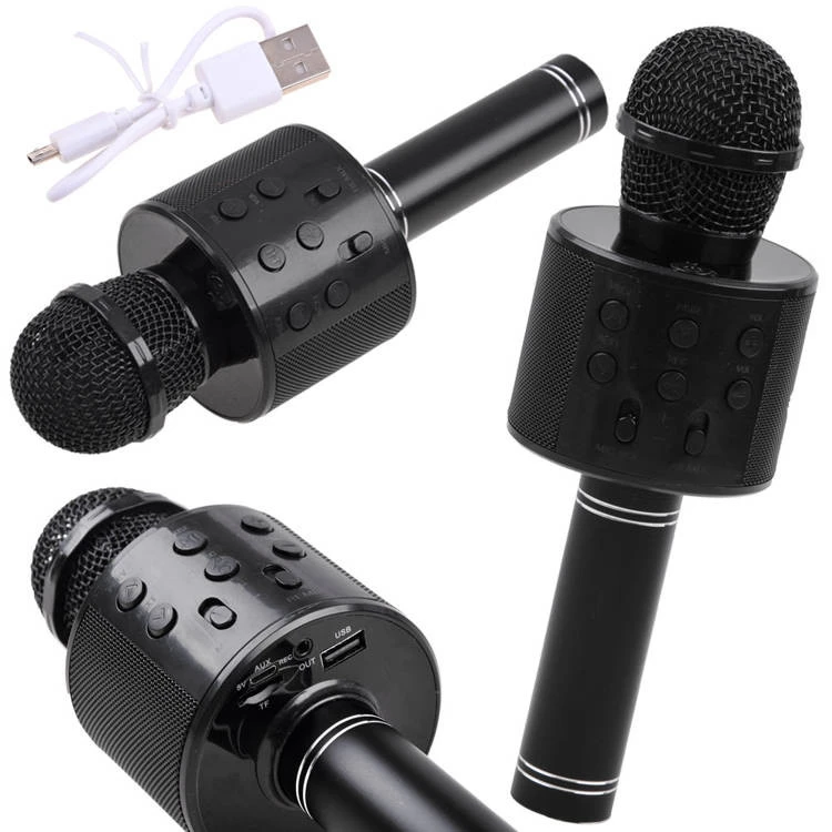 Bluetoothos karaoke mikrofon fekete színben