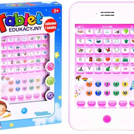 interaktív lengyel oktatási tablet játék rózsaszín színben