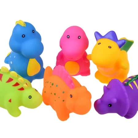 színes gumi fürdőjáték 6 db – dinoszaurusz