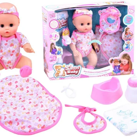 interaktív kopasz baba rózsaszín
