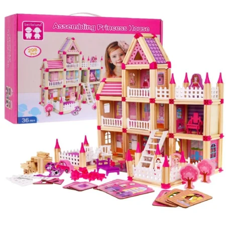 mega fa építőkocka készlet rózsaszín kastély 268 db os