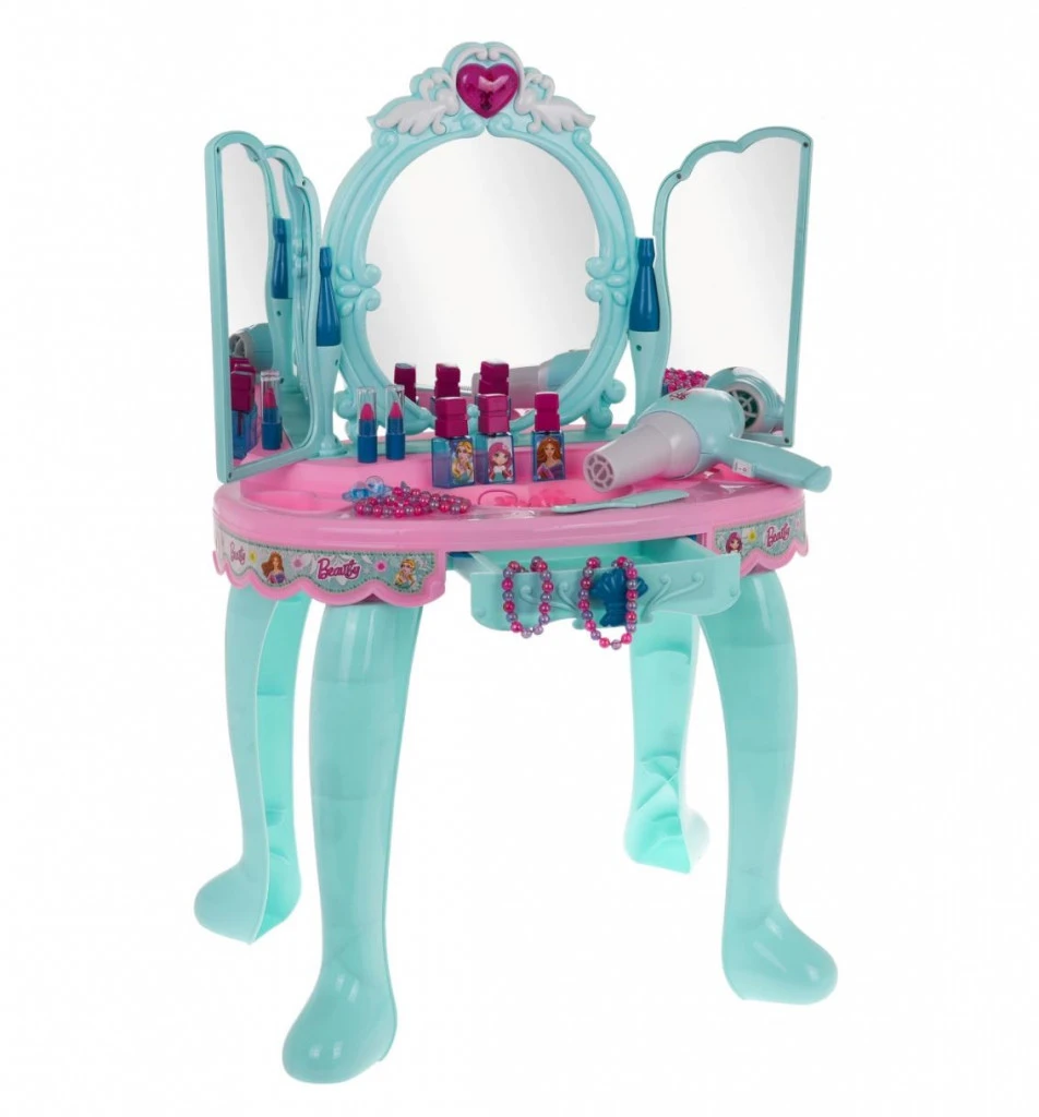 Kék hercegnős fésülködőasztal nyíló tükörrel, kiegészítőkkel, hang- és fényeffektusokkal