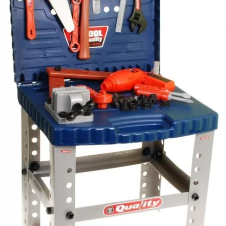 játék szerszámos barkács szett bőröndben kék színben