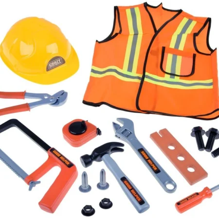 Építőmunkás jelmez+ szerszámok
