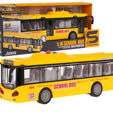 sárga busz világítással és hangfunkcióval