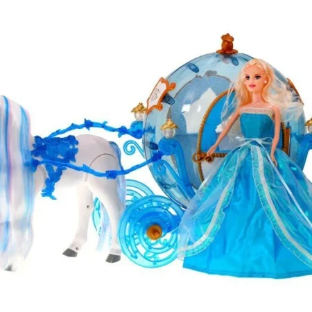 hamupipőke baba kék estélyiben lovashintával