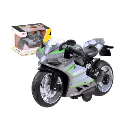 szürke színű fém motor zöld csíkkal