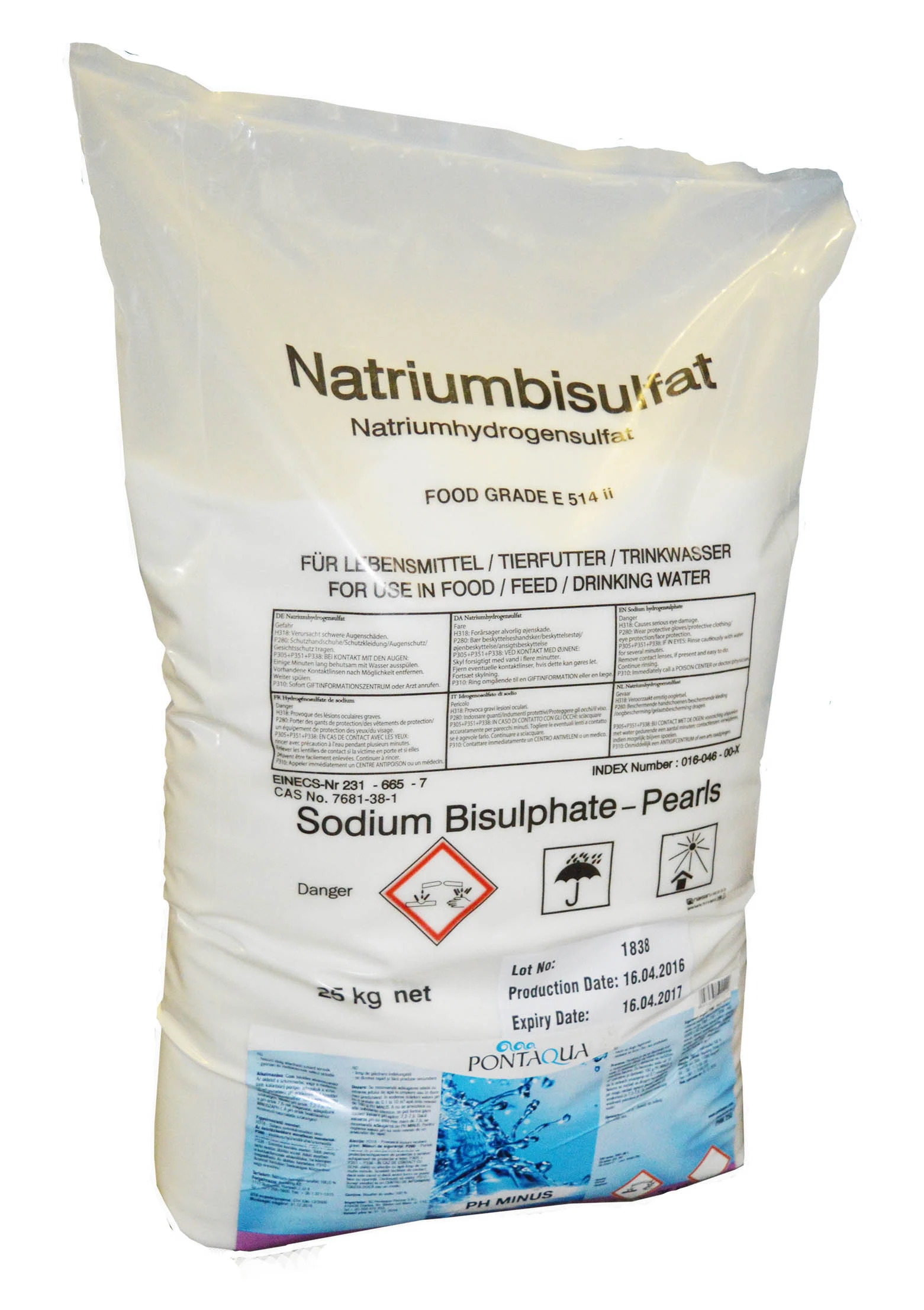 Natriumbisulfat Ph mínusz 25kg – Pontaqua