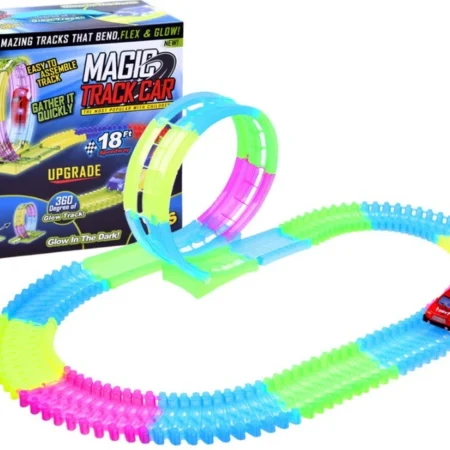 fluoreszkáló versenypálya kisautóval