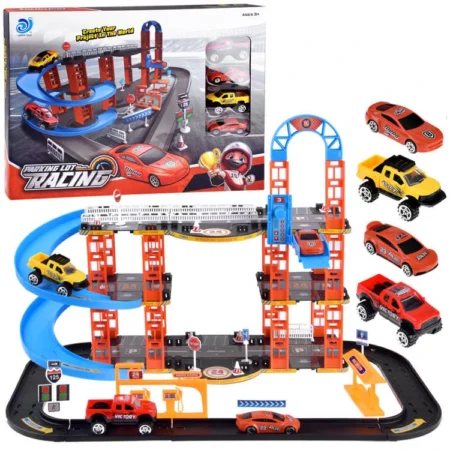 háromszintes autópálya lifttel, 4 darab autóval