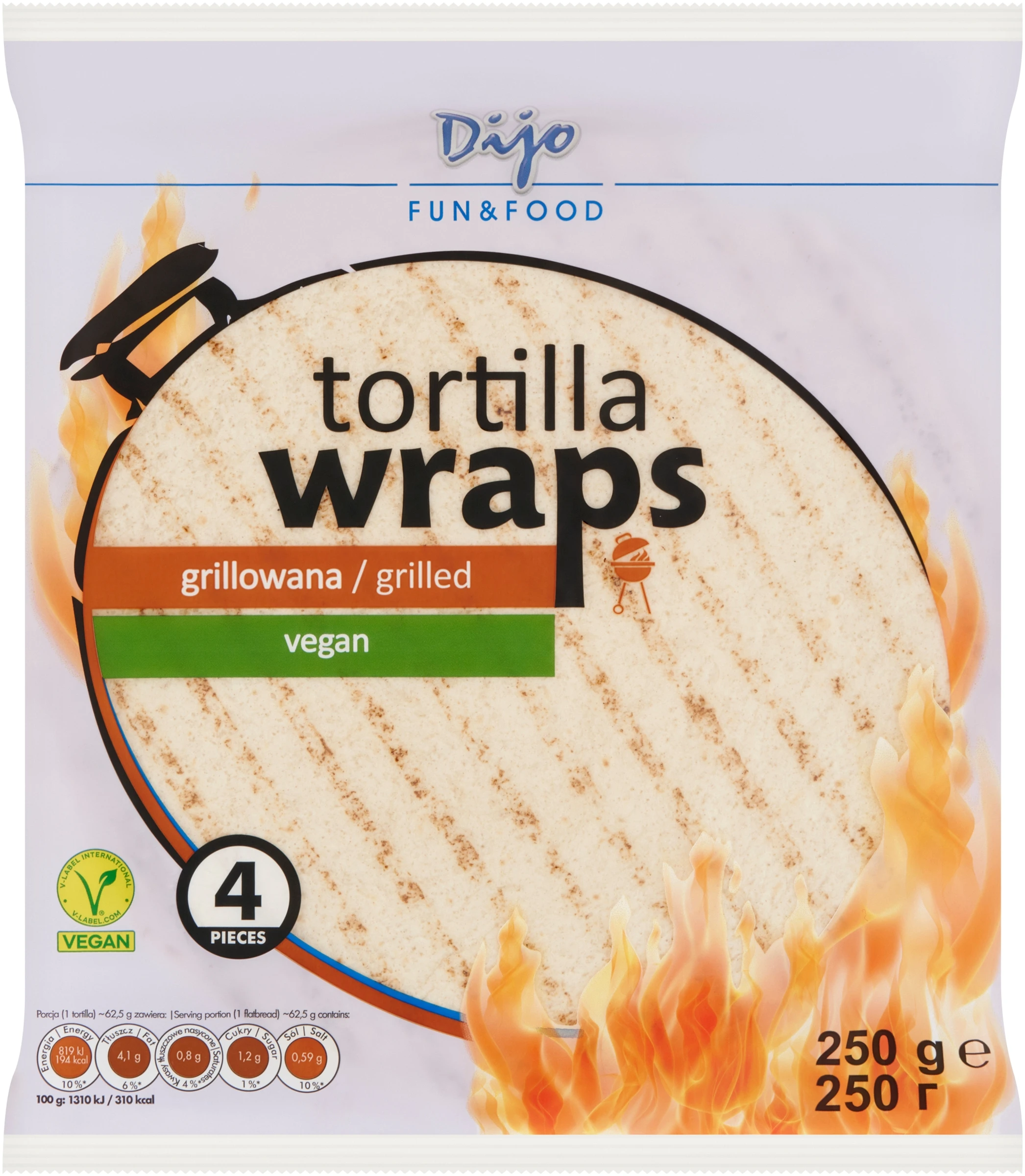DIJO TORTILLA GRILLEZETT 25CM 4X62.5G