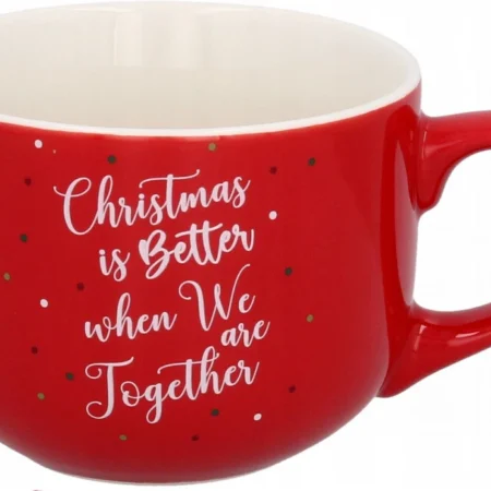 karácsonyi piros porcelán bögre 420 ml christmas is better when we are together