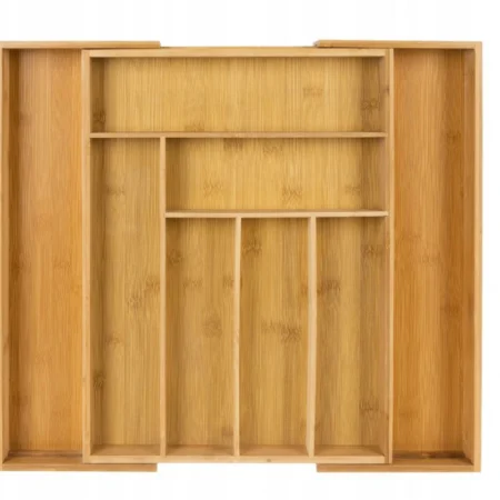 konyhai kihúzhatós evőeszköztartó , bambusz , 8 rekesz , 45 x 33,5 x 5 cm