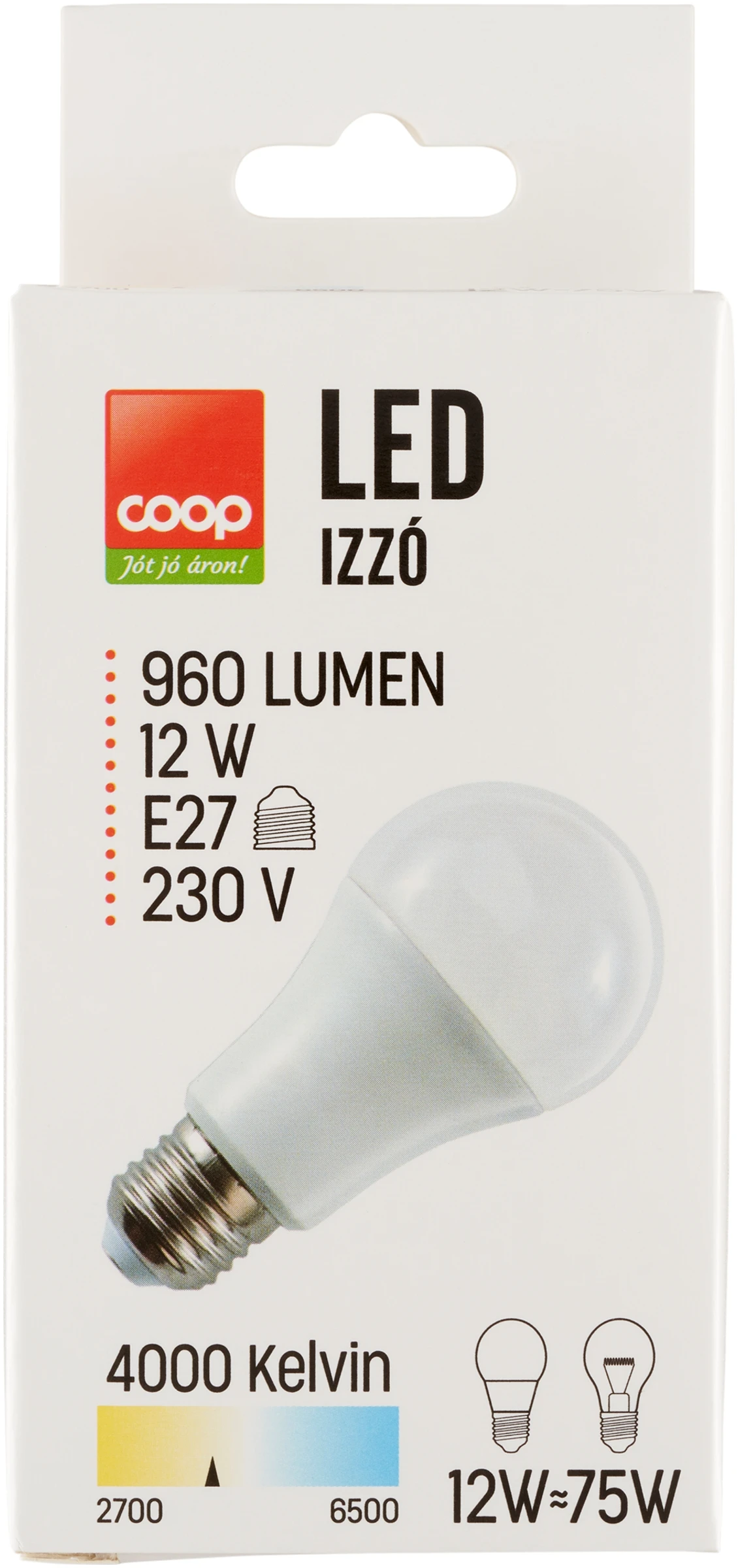 COOP LED FÉNYFORRÁS 12W E27 NORMÁL GÖMB
