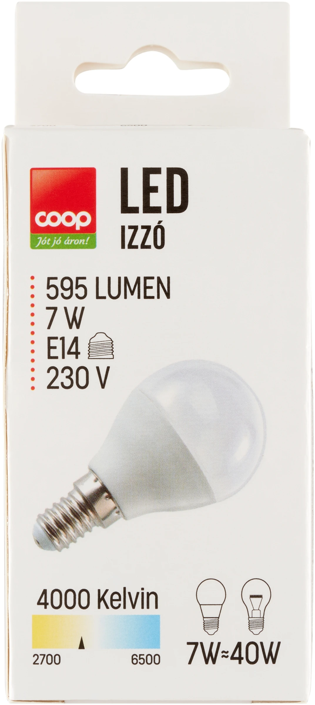 COOP LED FÉNYFORRÁS 7W E14 KISGÖMB FORMA