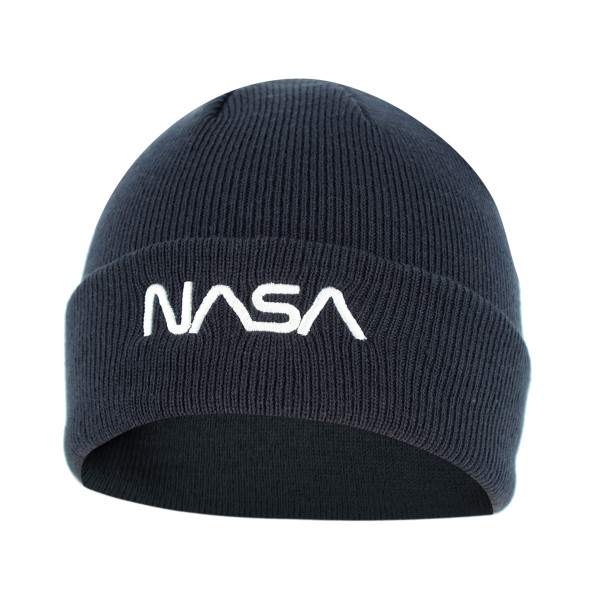 Nasa Worm White hímzett beanie kötött sapka – sötétkék | KÜLÖN CSOMAG |